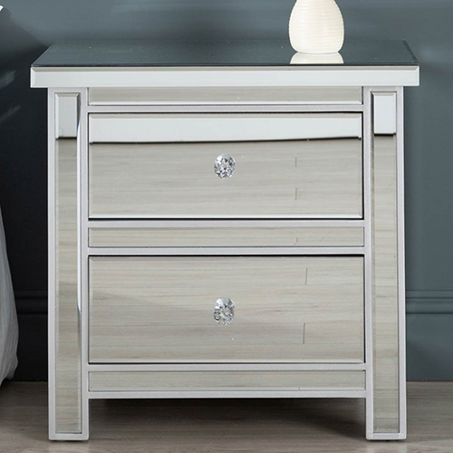 Silver Mirrored Bedside Table Classic Collection