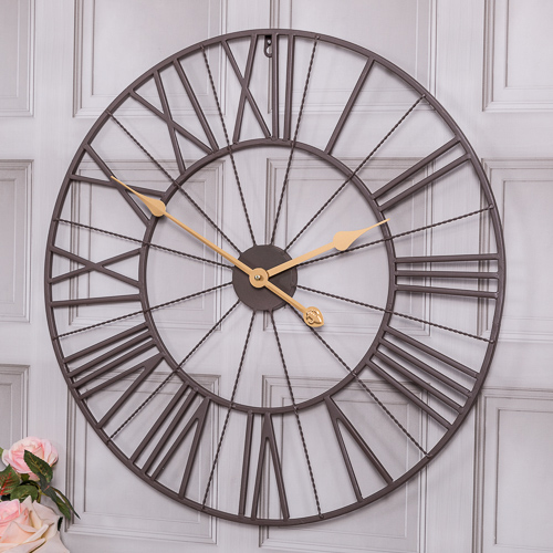 Large Black Metal Skeleton Wall Clock Chic Clocks