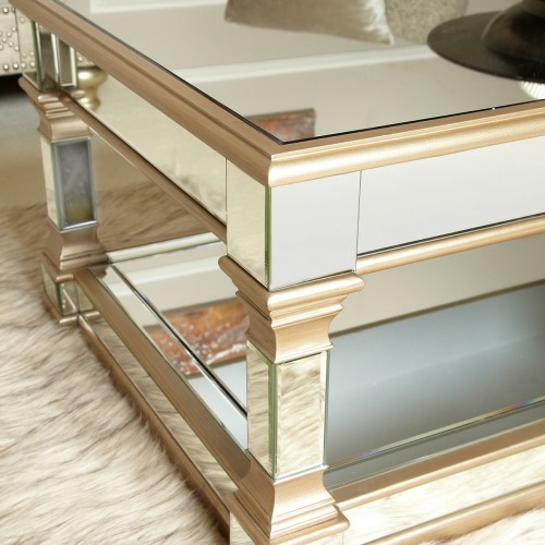 Champagne Gold Mirrored Coffee Table Monte Carlo Champagne Collection