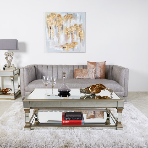 Champagne Gold Mirrored Coffee Table Monte Carlo Champagne Collection