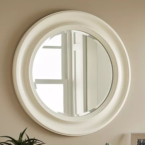 Large Round Country Vintage White Wall Mirror 80cm x 80cm