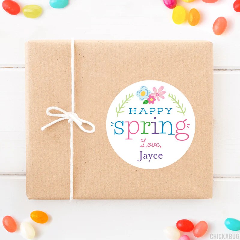 Personalized Happy Spring Stickers Chickabug