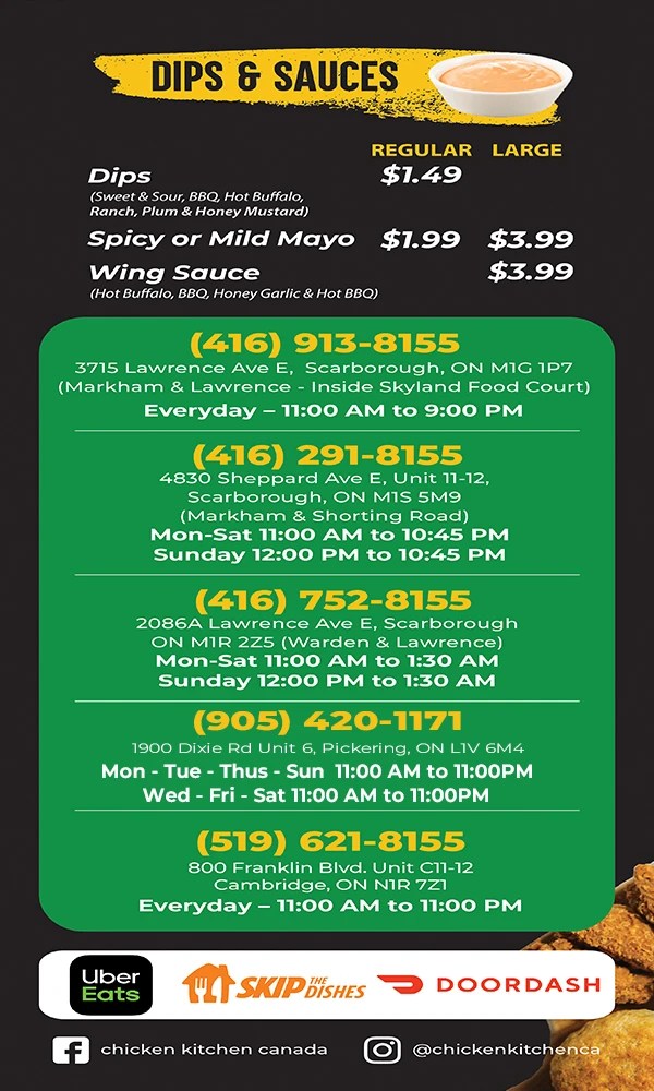 Store Menu Chicken Kitchen