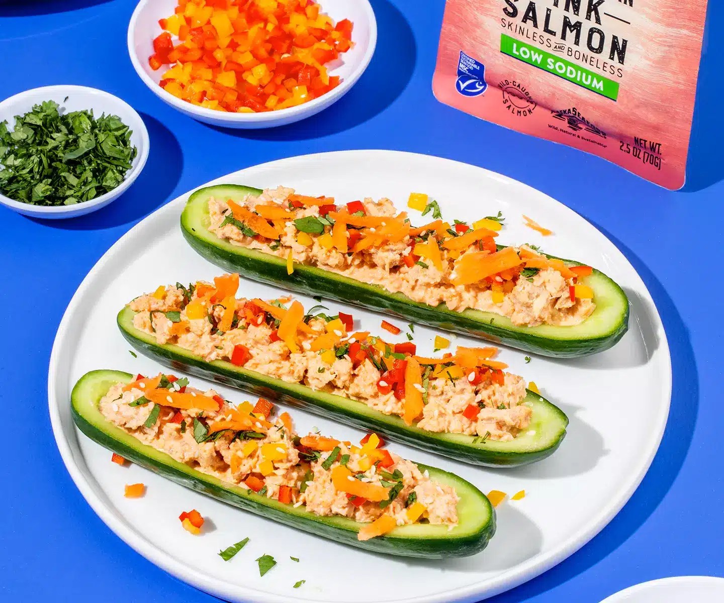 Spicy Salmon Cucumber Boats Chicken of the Sea