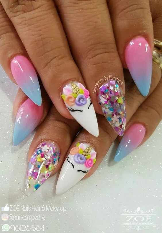 Unicorn Acrylic Nails / 50 Sweet Birthday Nails To Brighten Your