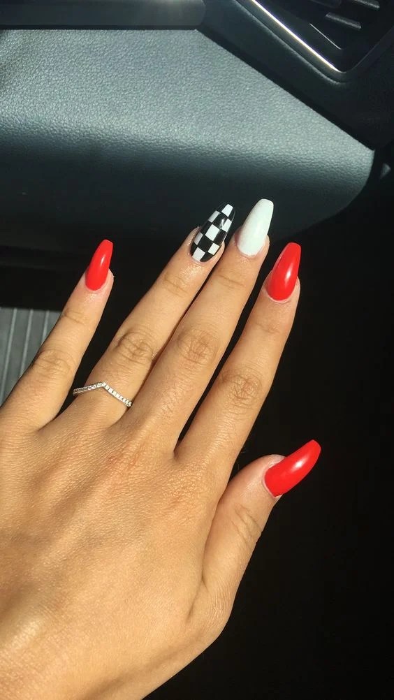 Red And Black Checkered Nails Nail and Manicure Trends