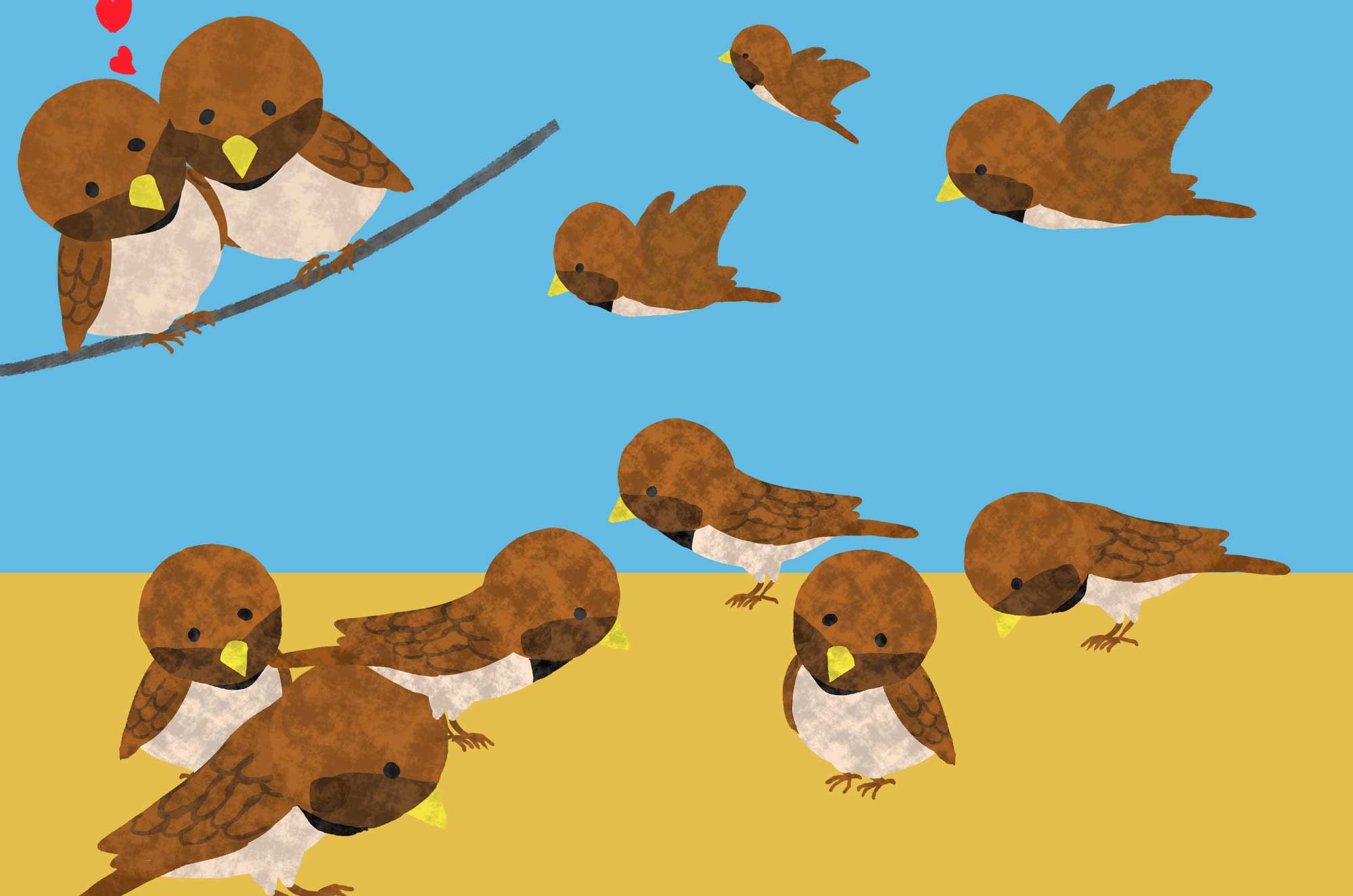 かわいい野鳥スズメのはばたく ベクターイラスト のイラスト素材 [80904477] - Pixta すずめのイラスト - 可愛い小鳥の無料素材集 - チコデザ