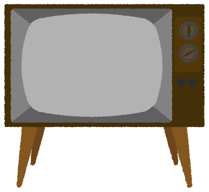レトロなブラウン管テレビのイラスト03 | イラスト無料・かわいいテンプレート テレビのイラスト - レトロ・大型のかわいい家伝素材 - チコデザ