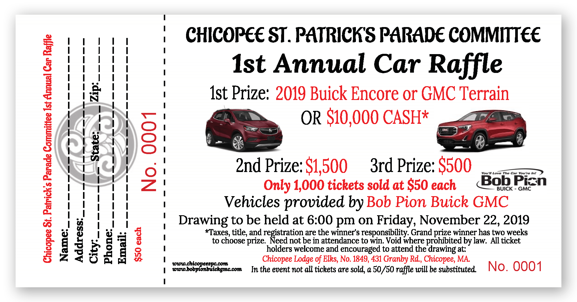 1st Annual Car Raffle Chicopee St Patrick's Day Parade