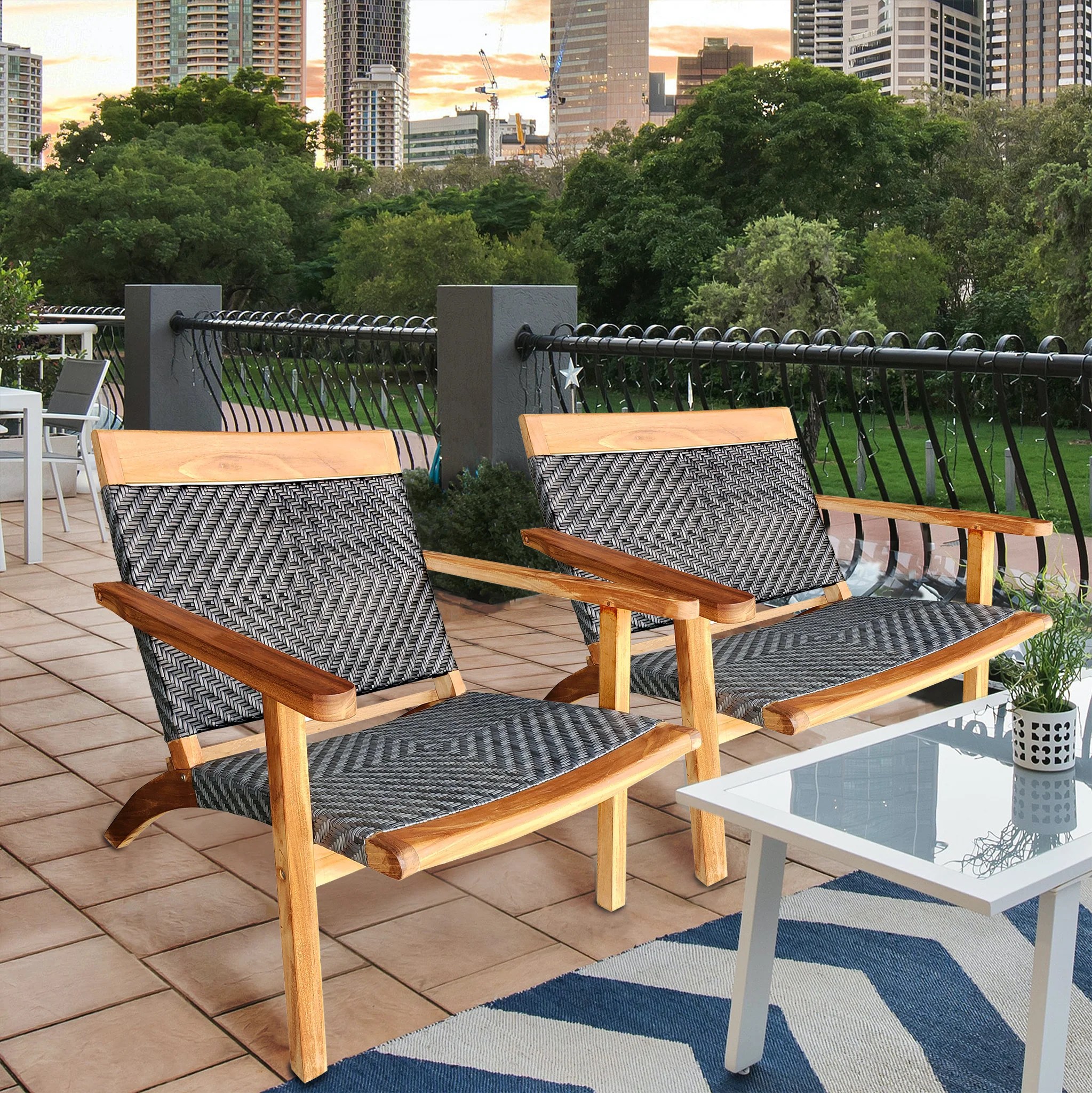 Teak Wood Paris Patio Lounge and Dining Chair, Grey by Chic Teak only