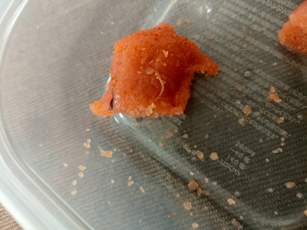 たらこから寄生虫のアニサキスがでてきました。 福岡の大手メ... Yahoo!知恵袋