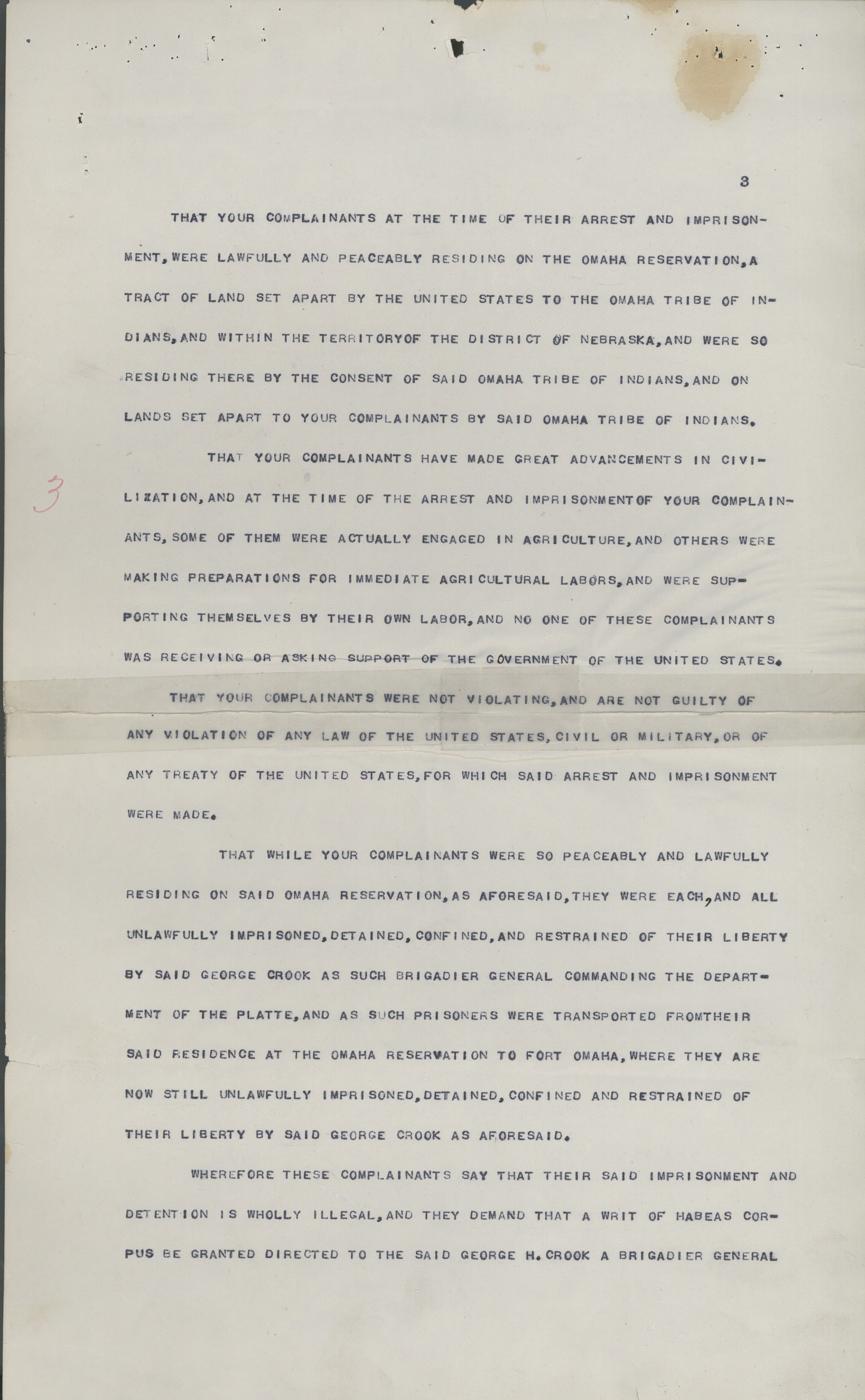 Trial Records Chief Standing Bear The Trail Ahead Lincoln, Nebraska