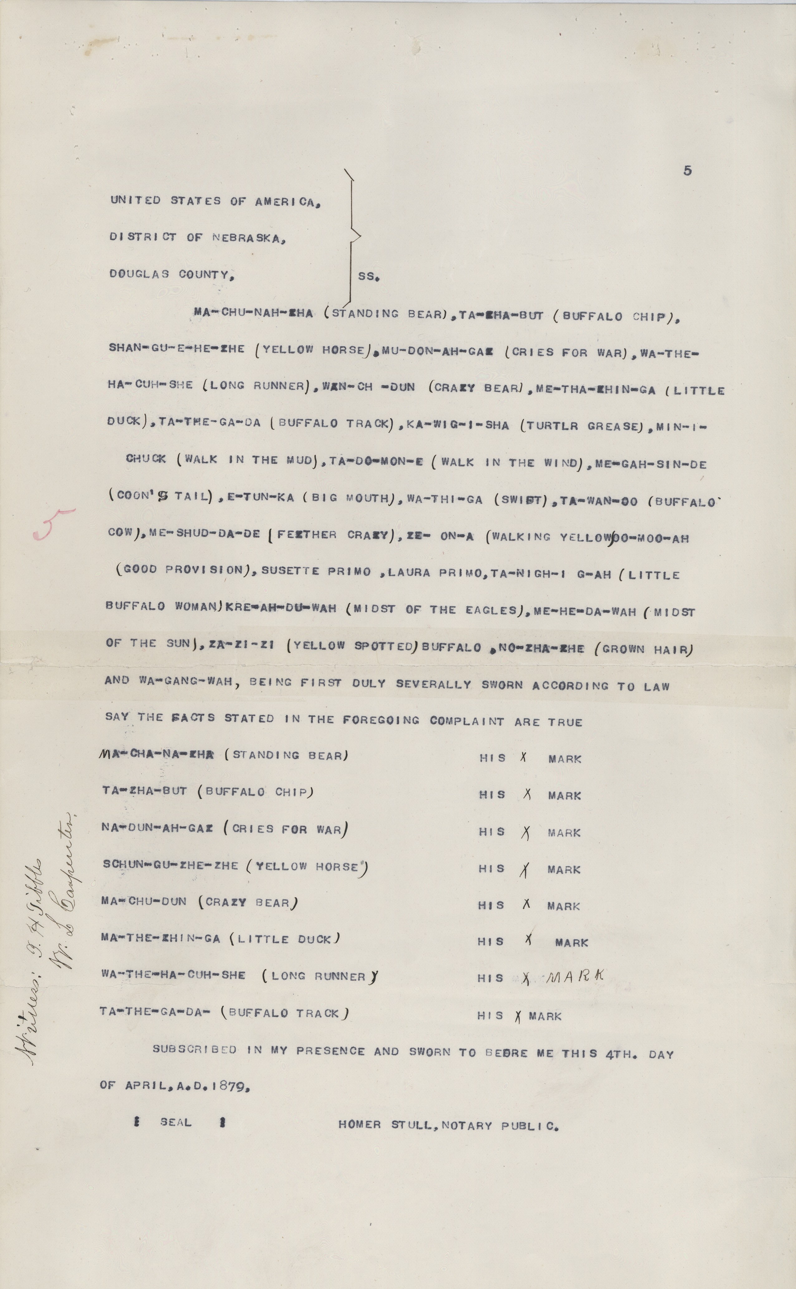 Trial Records Chief Standing Bear The Trail Ahead Lincoln, Nebraska