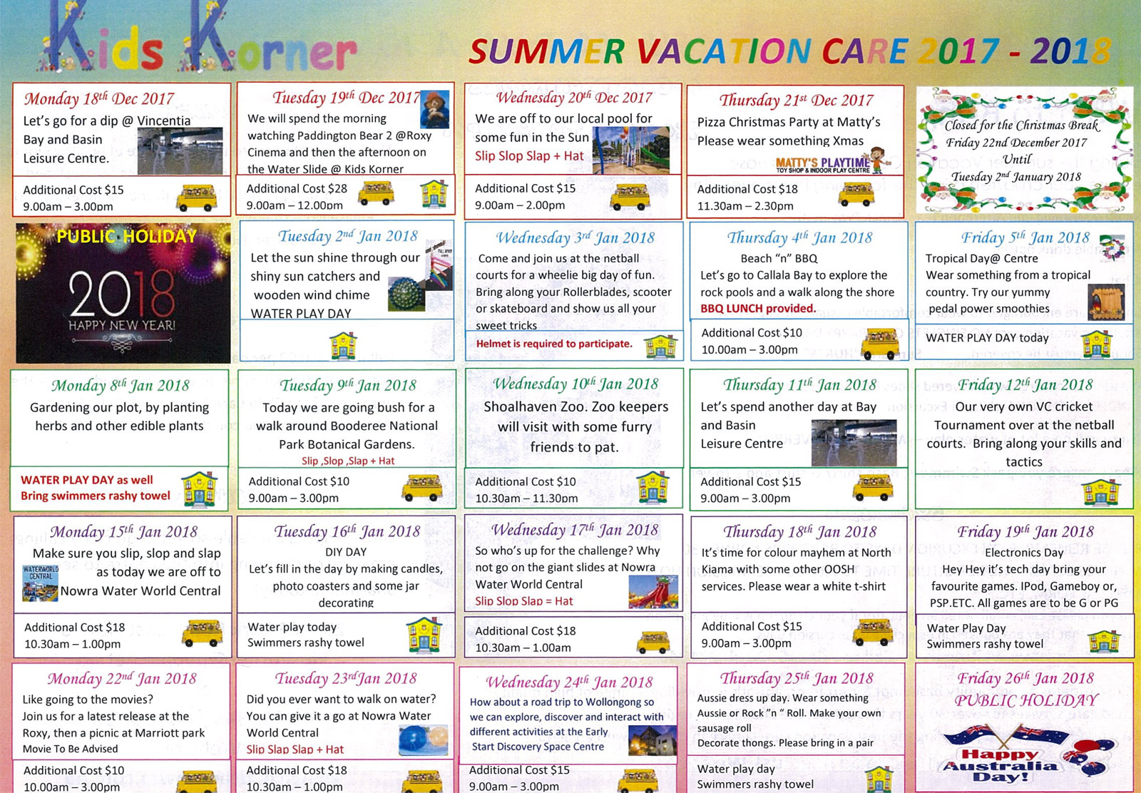 NOWRA Summer vacation care program Child Care Centre Nowra Kids