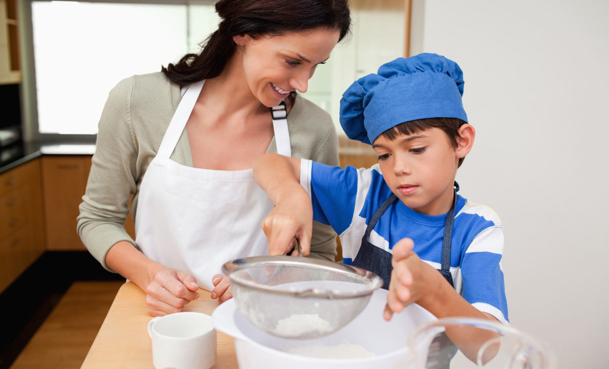 mother and son baking Child Development Center