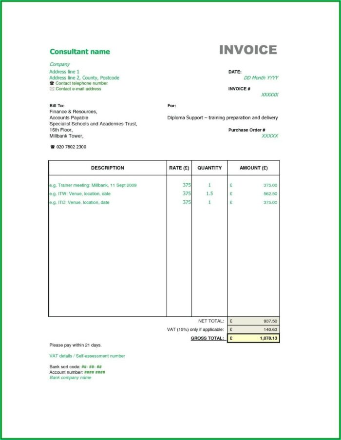 Software Consultant Invoice Template
