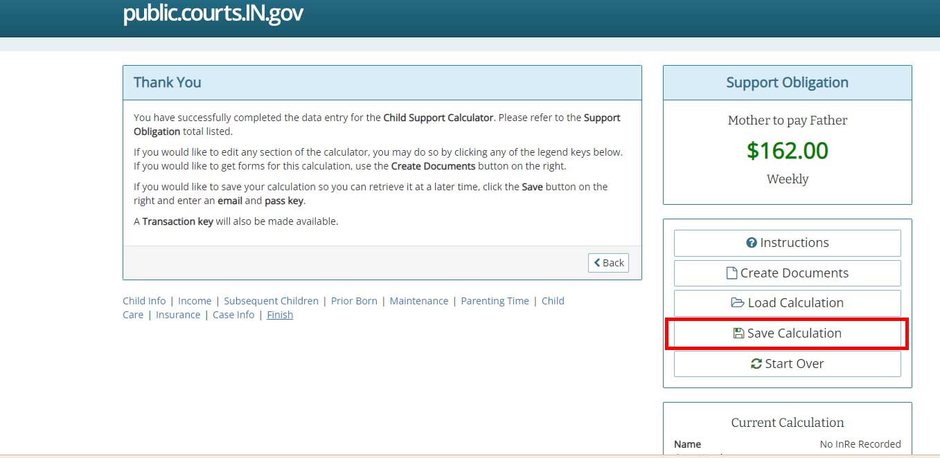 How to get the estimated Child Support IN? 2024