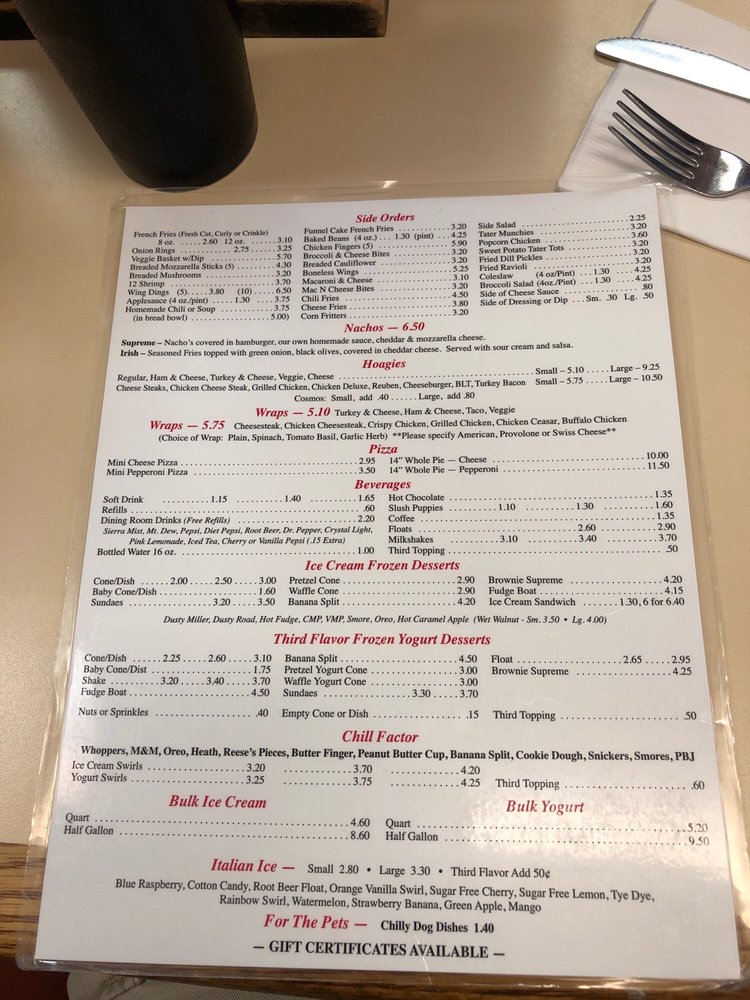 Chilly Willy's Menu at Tanya Sturgill blog