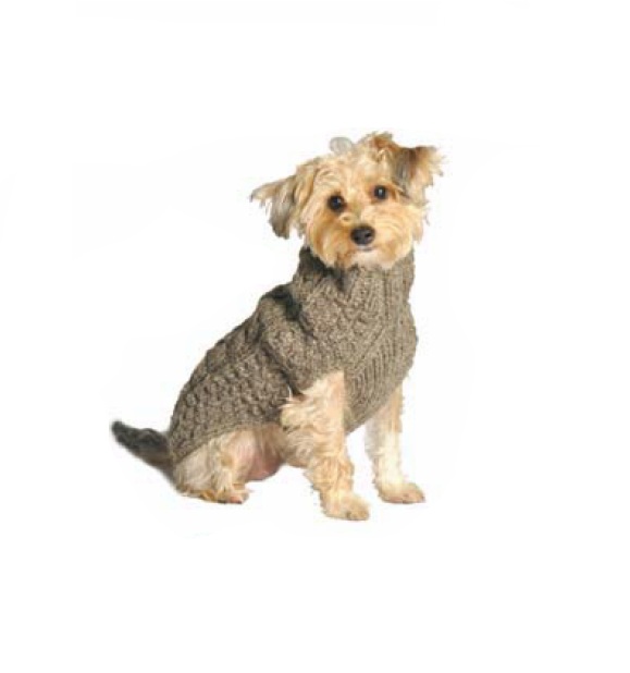 hand knit grey cable knit dog sweater