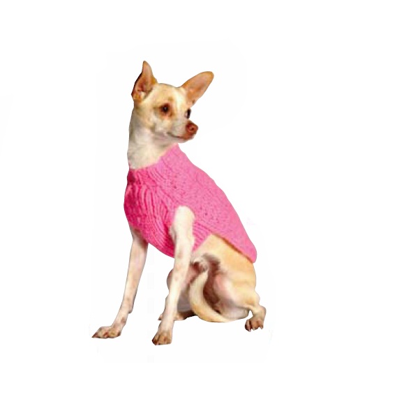 Pink Cable Wool Dog Sweater Chilly Dog Sweaters