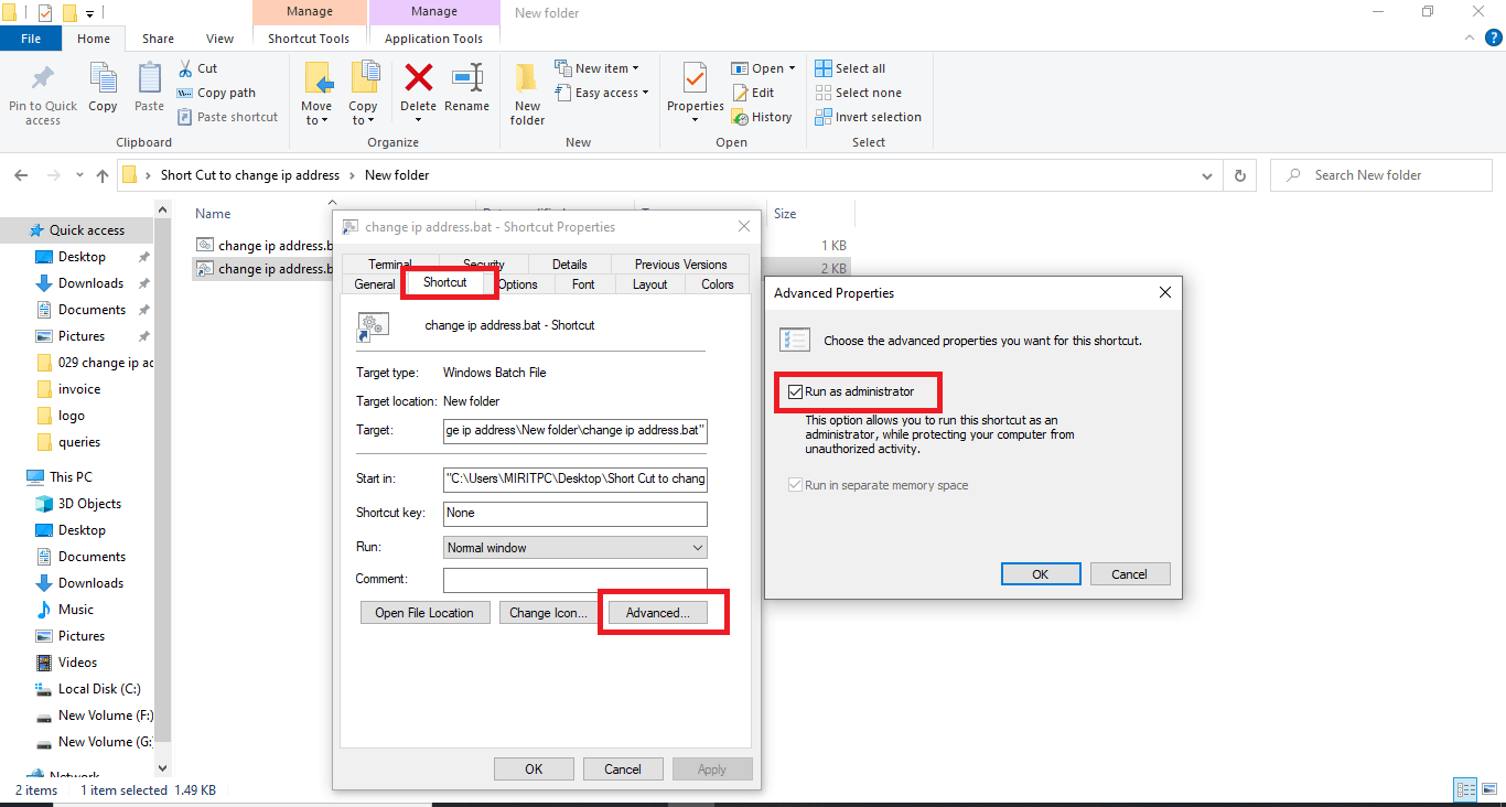 Create shortcut to change the IP address of the PC ChillyFacts