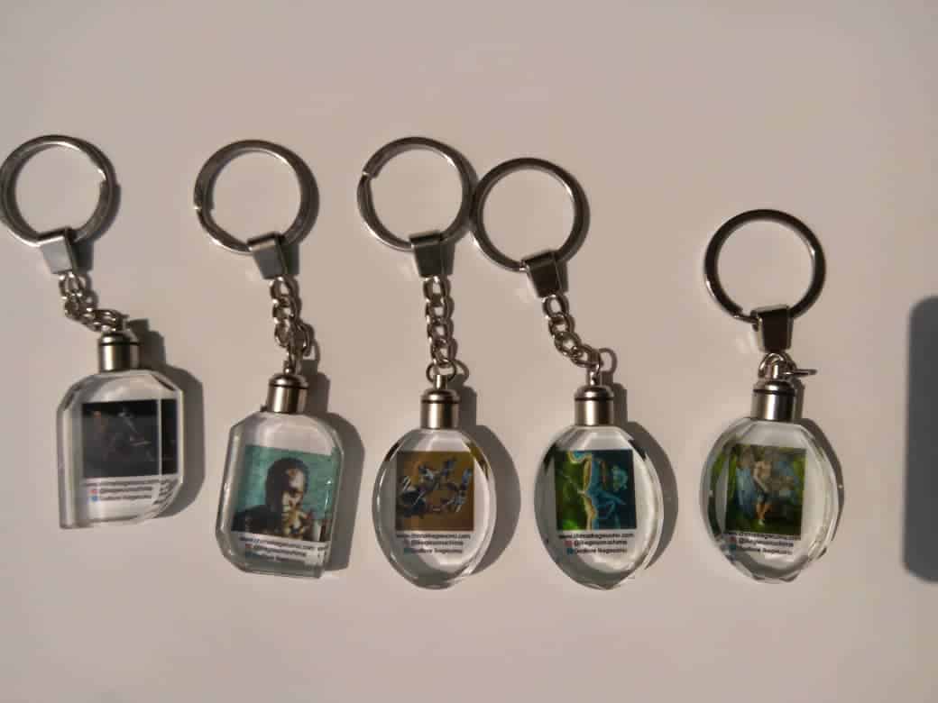 Crystal Glass KeyChain with Paintings Glass Keychain Key Rings