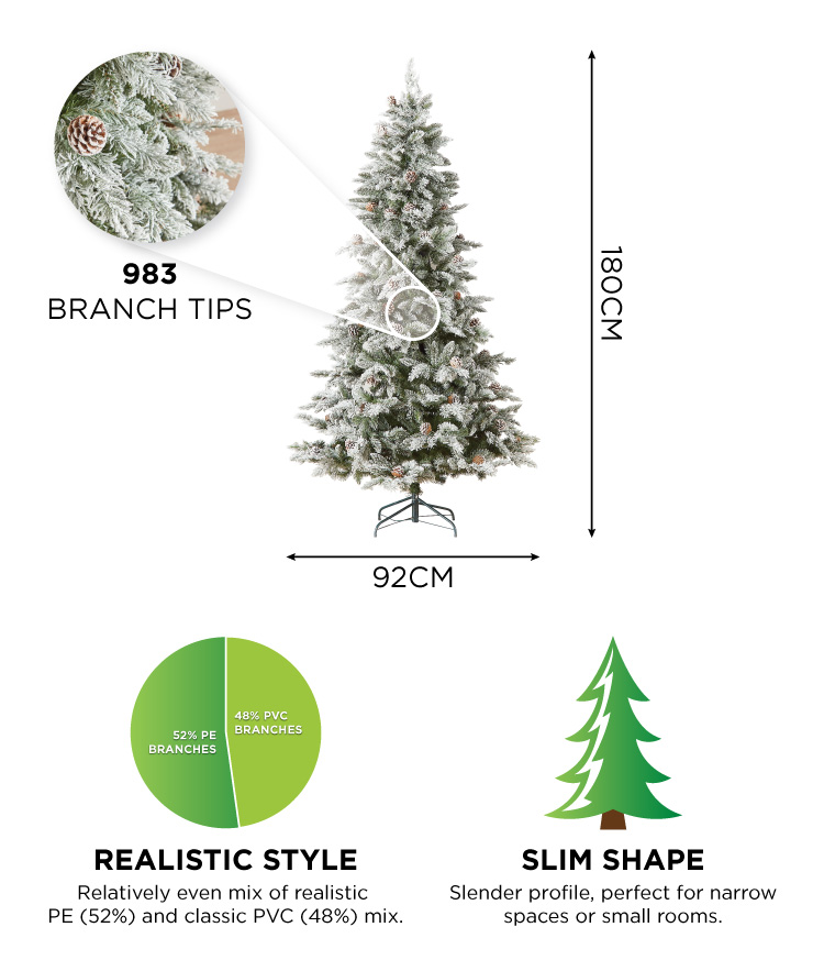 Grand Fir Snowy Slim 6ft Artificial Christmas Tree