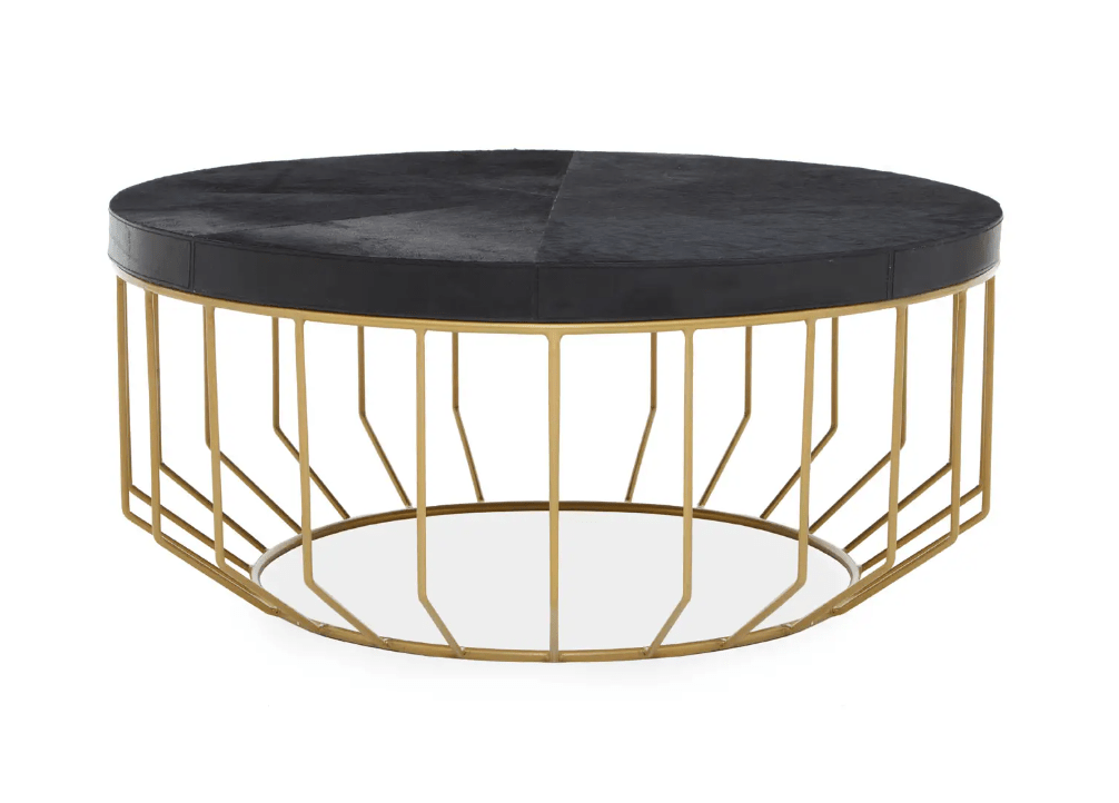 Dario Hide Black and Gold Round Coffee Table Billericay, Brentwood