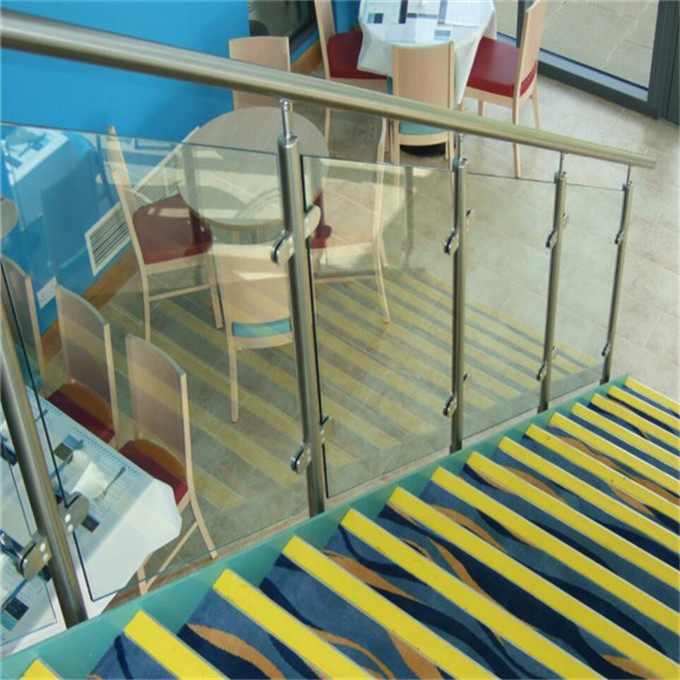 indoor tempered glass stainless steel post modern design stair railing