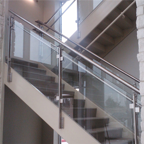 Side mount stainless steel solid flat baluster glass railing design