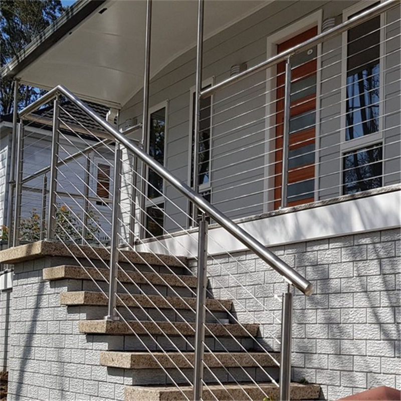 Stainless steel wire rope balustrade metal string railing ss handrail price PRT85