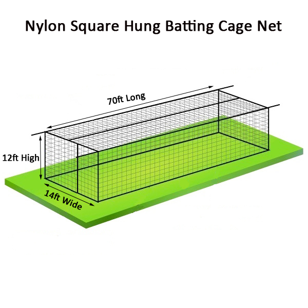 Nylon Baseball Batting Cage Nets 70ft x 14ft x 12ft China Sport Nets