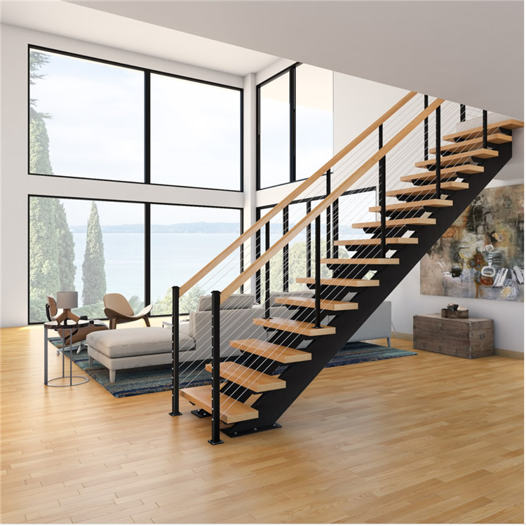 Customized Straight Central Steel Beam Staircase Cast Iron Railing