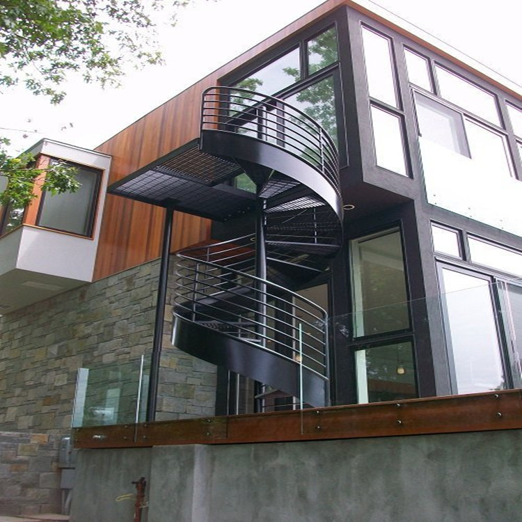 Carbon Steel Metal Spiral Staircase For Sale For Villa Interior Black