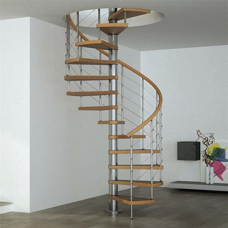 Contemporary Duplex House Spiral Stairs Pvc Handrail Spiral Staircase
