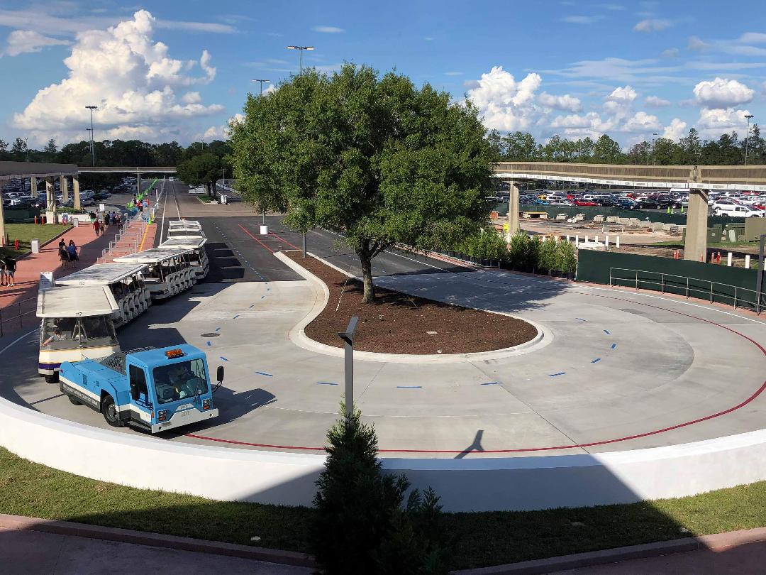 New Tram DropOff Area and Security Check for Parking Lot Entrance at