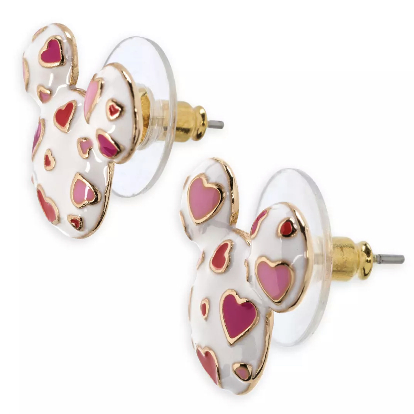 Mickey Mouse Icon With Hearts Enamel Earrings
