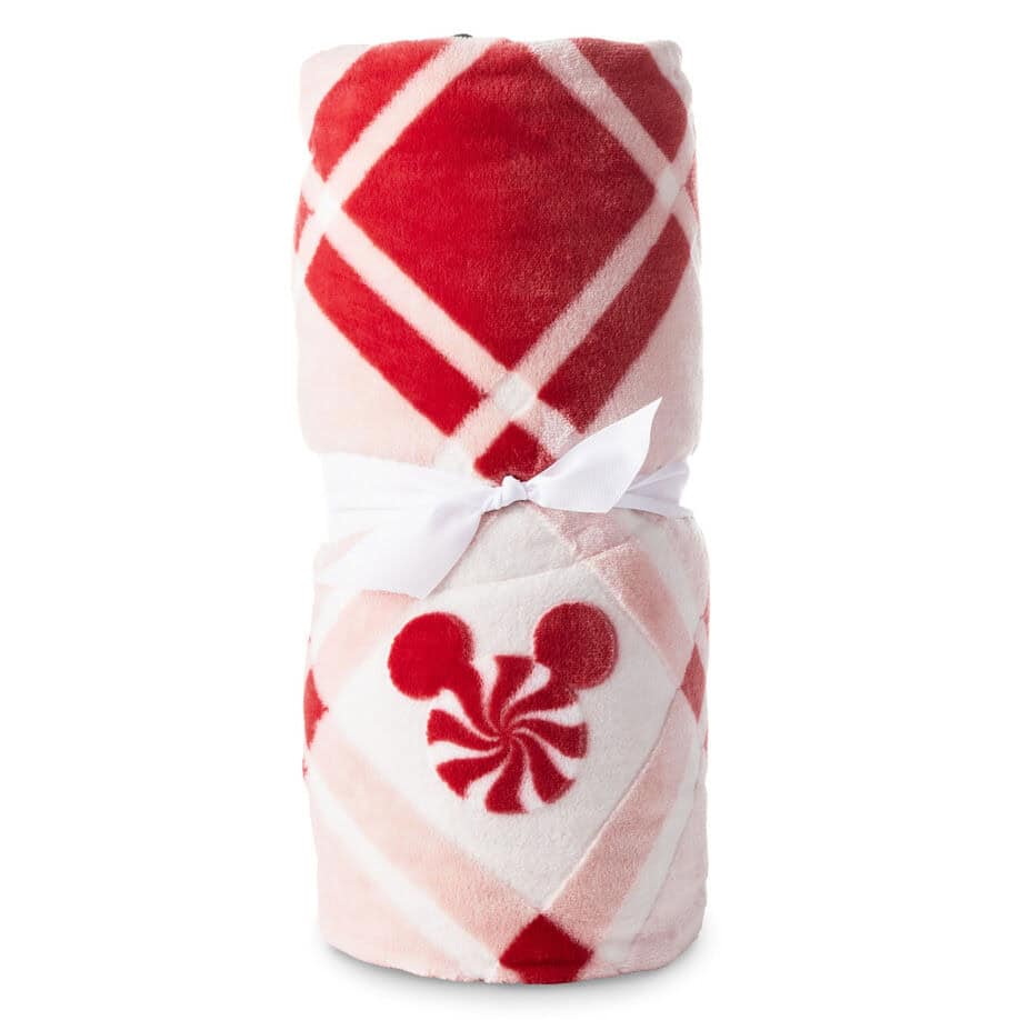 Mickey Mouse Ears Peppermint Plaid Throw Blanket