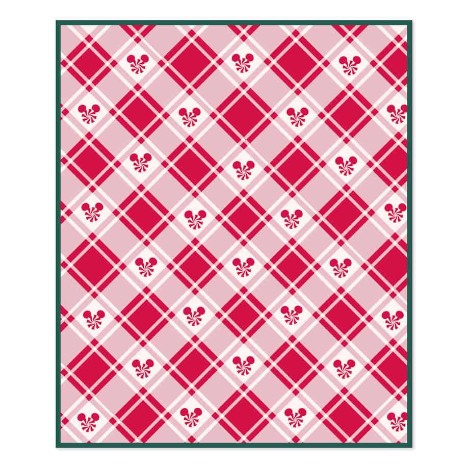 Mickey Mouse Ears Peppermint Plaid Throw Blanket