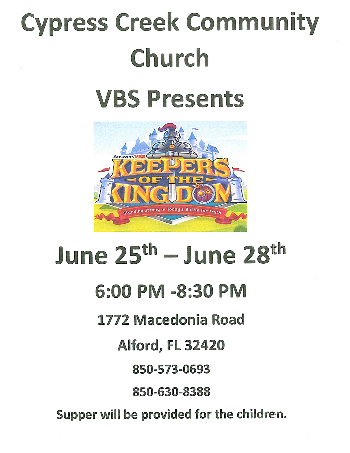 Cypress Creek Community Church Chipley Bugle