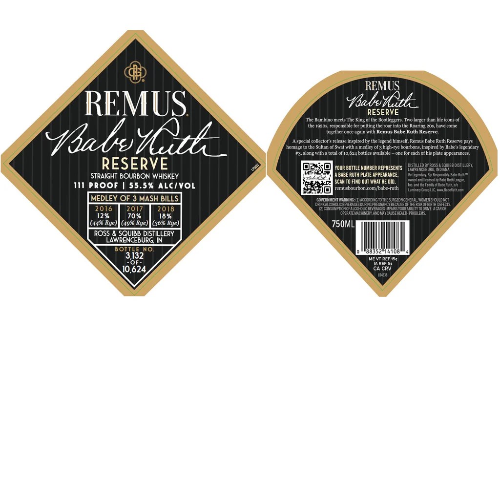Remus Babe Ruth Reserve Bourbon Whiskey Chips Liquor