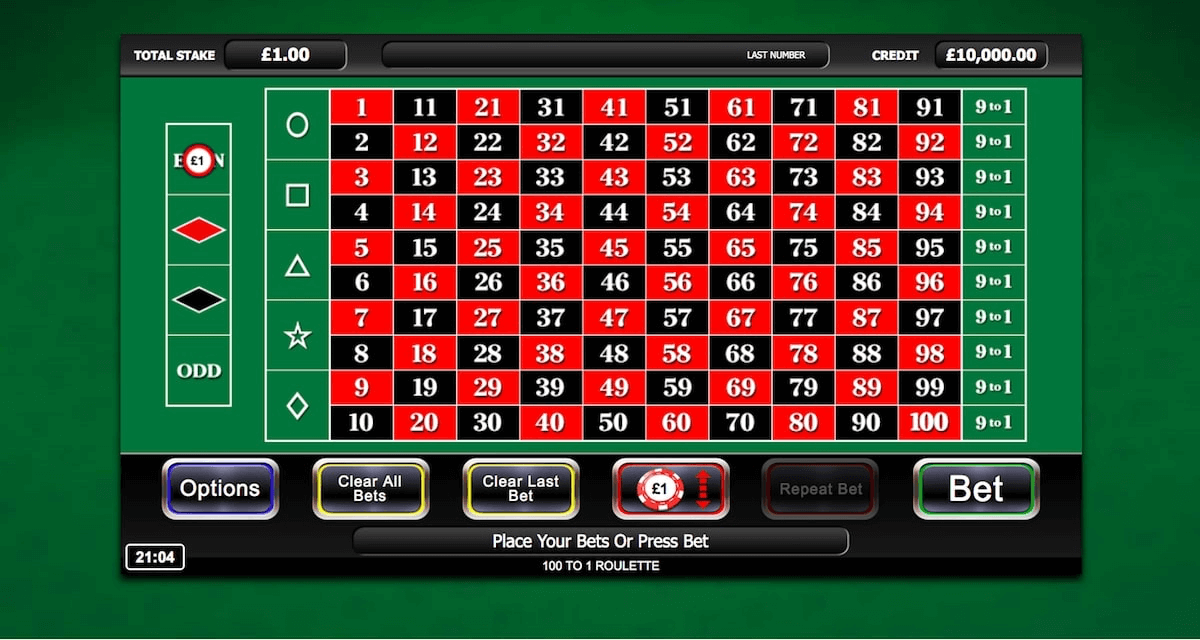Play 100 1 Roulette for Fun at