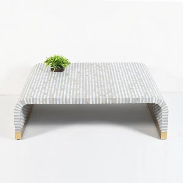 Waterfall Design Bone Inlay Coffee Table Chisel and Log