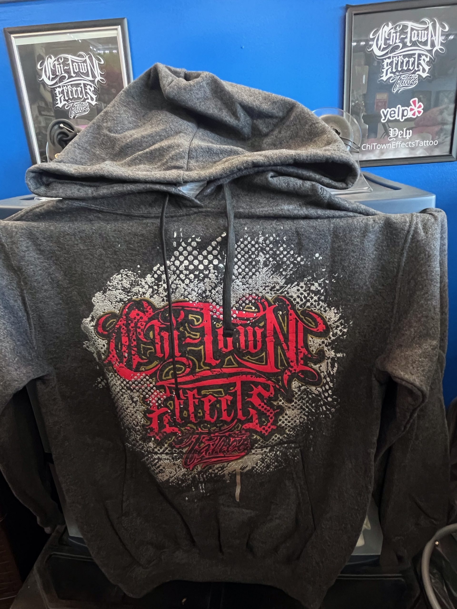 Gray Hoodie Chi Town Effects Tattoo