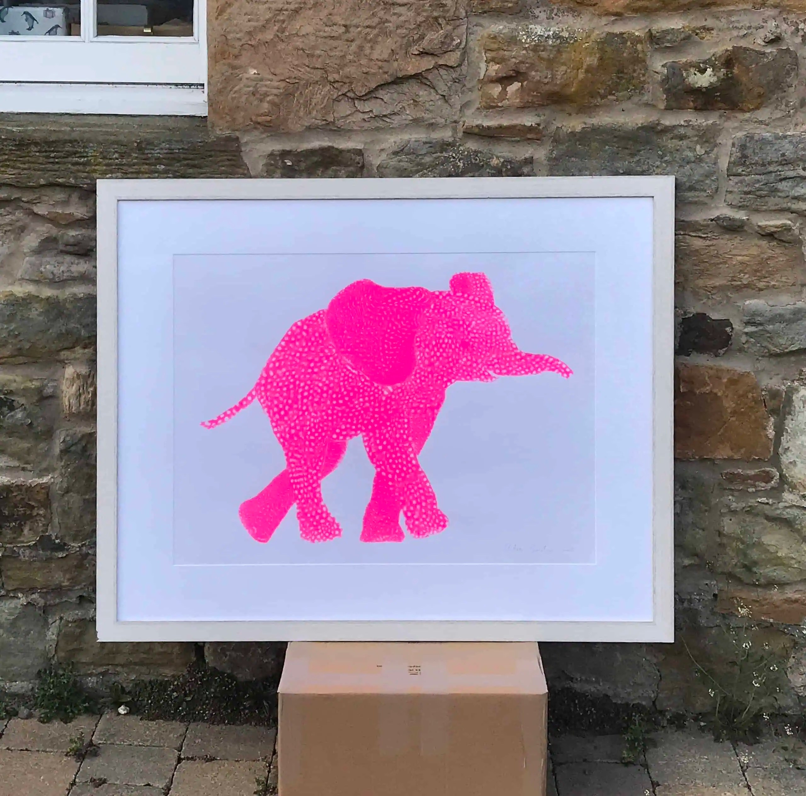 Chloe Gardner Giant Animal Screen Print Fluoro Pink Elephant