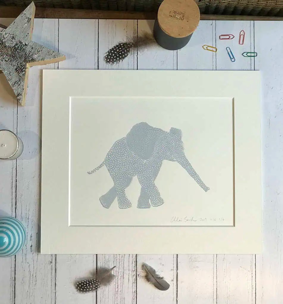 Chloe Gardner Animal Screen Print Baby Elephant