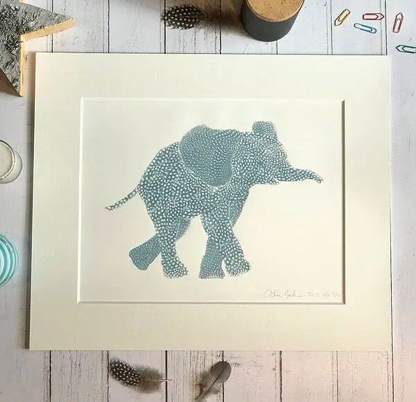 Chloe Gardner Animal Screen Print Baby Elephant