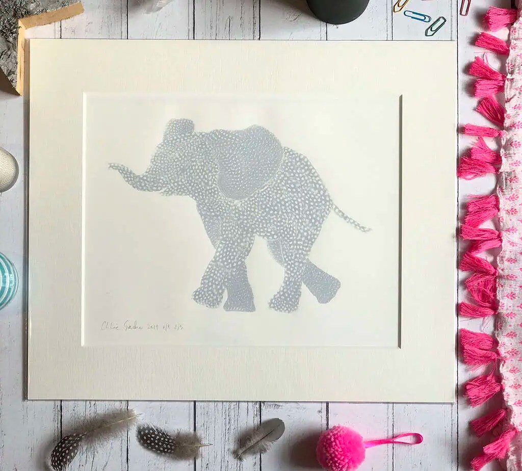 Chloe Gardner Animal Screen Print Baby Elephant