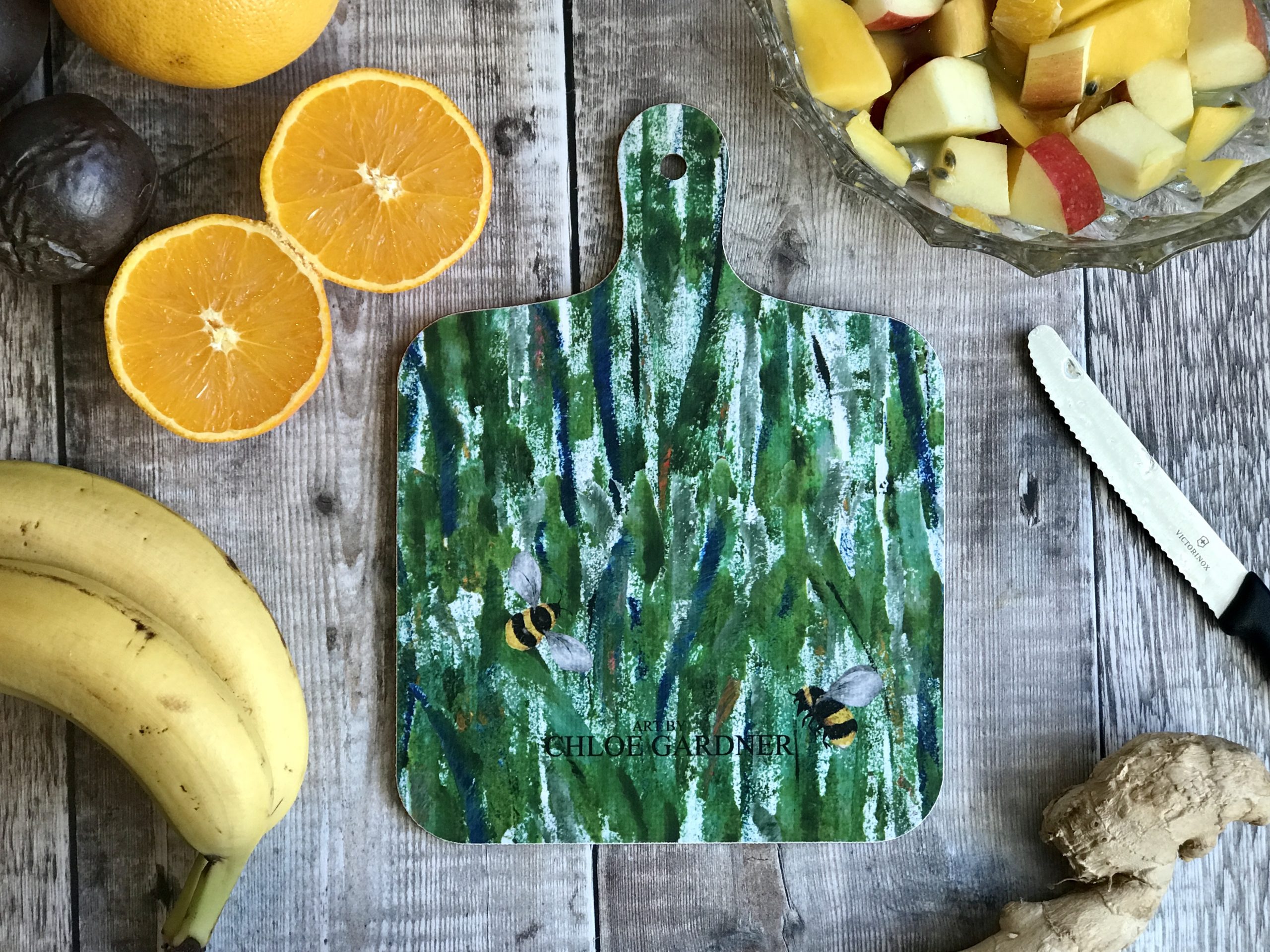 Chloe Gardner Thistle + Bee Chopping Board Scottish Kitchenware