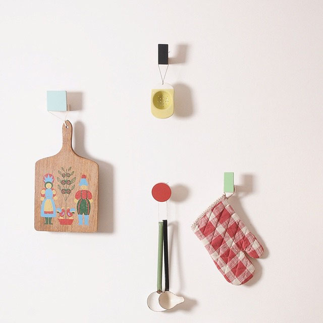 Wooden wall hooks, rectangular design Chocolate Creative